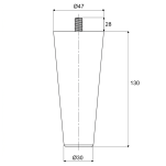 Noga meblowa bukowa LINEA 130mm czarny mat - 4