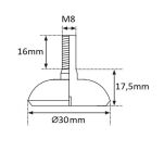 Stopka meblowa ARC M8x16mm fi30 chrom - 3