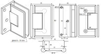 Zawias do kabiny prysznicowej CPH 90 ściana-szkło 6-10mm aluminium bez regulacji - 3