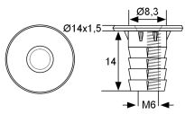 Mufa wbijana z kołnierzem M6x14mm DR jasny ocynk - 2