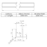 Profil U do kabin prysznicowych 8mm aluminium szczotkowane 2,5m - 2