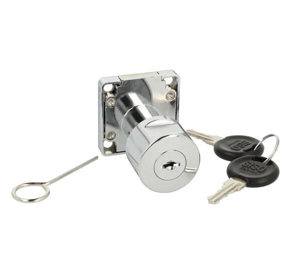 Zamek meblowy kwadratowy SISO X850 fi19x22mm z gałką Master J11 MIC CK chrom
