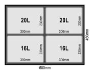 Zestaw koszy MERIL szary Z NAKLEJKAMI I FILTRAMI 2x20L+2x16L - 4