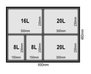 Zestaw koszy MERIL szary Z NAKLEJKAMI I FILTRAMI 2x20L+16L+2x8L - 4