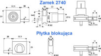 Zamek systemu przesuwnego do szkła SISO #2740 jeden numer klucza D20 aluminium MK - 5