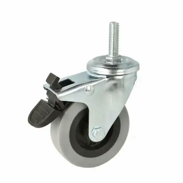Kółko meblowe fi75 CAESAR gumowe z hamulcem z trzpieniem gwintowanym M10x30mm