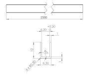 Profil U H12xS8mm do szkła 6mm polerowany długość 2,5m - 4
