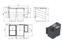 Sortownik wysuwny LUMO 2x14L+3L - 4