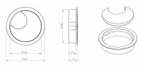 Przepust kablowy fi60x13mm znalowy gumka stal szczotkowana - 6
