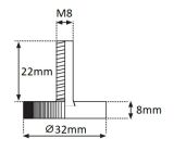 Stopka meblowa ALPHA M8x22mm fi32 czarna - 2