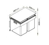Sortownik wysuwny GENIUS 2x20L montaż do ściany bocznej szafki - 4