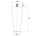 Noga meblowa bukowa LINEA 150mm surowa - 4