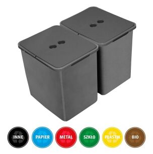 Zestaw koszy MERIL szary Z NAKLEJKAMI 2x16L