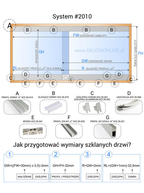 System przesuwny 2010 komplet bez zamka