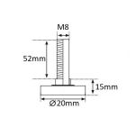 Stopka meblowa M8x52mm/PZD+klucz/czarna - 4