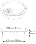 Przepust kablowy fi60x13mm znalowy szczotka stal szczotkowana - 3