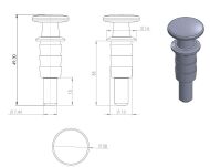 Trzpień blokujący ze spr. 20x12mm - mosiądz - 3