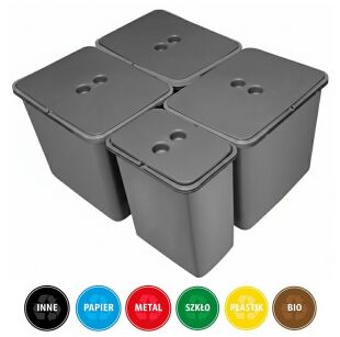 Zestaw koszy MERIL szary Z NAKLEJKAMI 3x16L+8L