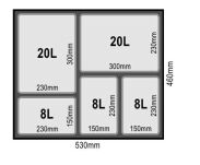 Zestaw koszy MERIL szary Z NAKLEJKAMI I FILTRAMI 2x20L+3x8L - 4