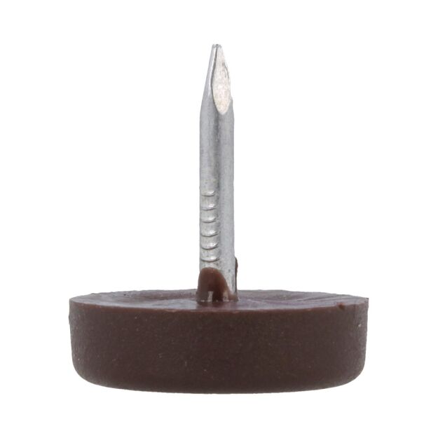 Ślizgacz plastik fi21x6mm gwóźdź brązowy