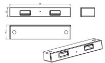 Ładowarka 2x port USB czarna/wpuszczana/80x18x12mm/komplet z zasilaczem - 5