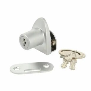 Zamek do drzwi szklanych pojedynczych BADGE jeden numer klucza D20 aluminium MK