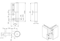 Zawias do kabin toaletowych NINA WC SISO lewy aluminium czarny - 3