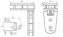 Zawias do kabiny prysznicowej ZUG 90 szkło-szkło 6-10mm aluminium - 2