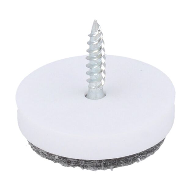 Ślizgacz z filcem fi24x8mm, wkręt biały