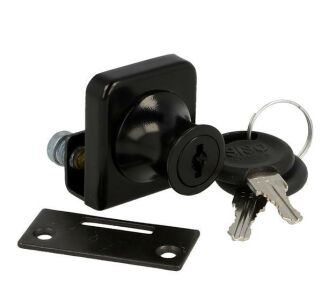 Zamek do drzwi szklanych pojedynczych SISO VETRO czarny jeden numer klucza D20 bez wiercenia CK