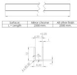 Profil U do kabin prysznicowych 6mm aluminium szczotkowane 2,5m - 2