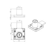 Zamek meblowy kwadratowy SISO X850 fi19x22mm jeden numer klucza D20 długi rygiel CK - 4