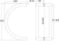 Pochwyt drzwiowy MOSE fi25x330mm stal nierdz. chrom - 2