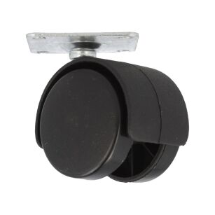 Kółko meblowe fi40 czarne tworzywowe z płytką montażową 42x42mm