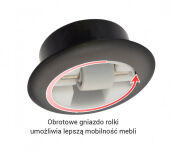 Mini rolka wpuszczana miękka TPR fi15mm mocny STOP otwór fi40mm OBROTOWA - 2