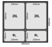 Zestaw koszy MERIL szary Z NAKLEJKAMI I FILTRAMI 2x20L+2x8L - 3