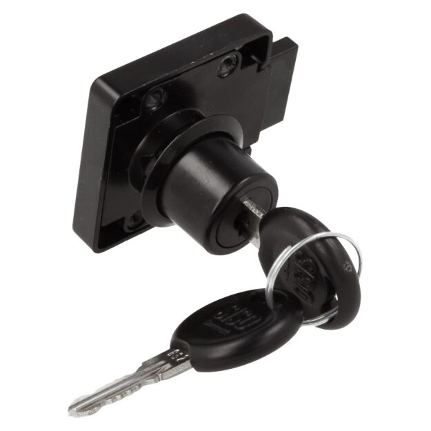 Zamek meblowy kwadratowy SISO X850 fi19x22mm lewy jeden numer klucza D20 CK czarny