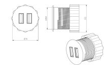 Ładowarka 2x port USB biała/wpuszczana fi35mm/komplet z zasilaczem - 5