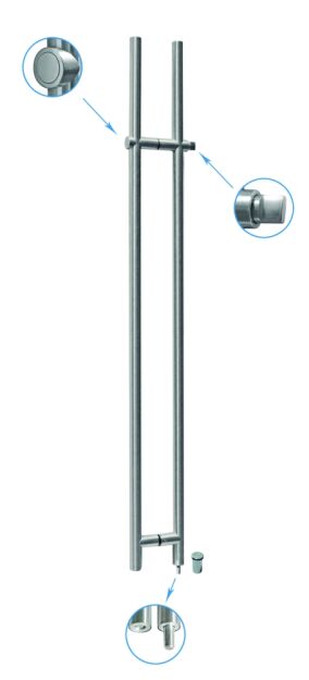 Pochwyt drzwiowy fi35x1500mm gałka stal nierdz. szczotkowana