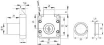 Zamek meblowy kwadratowy zatrzaskowy SISO X856 fi19x22mm jeden numer klucza D20 - 2