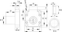 Zamek meblowy kwadratowy zatrzaskowy SISO X856 fi19x22mm - 2